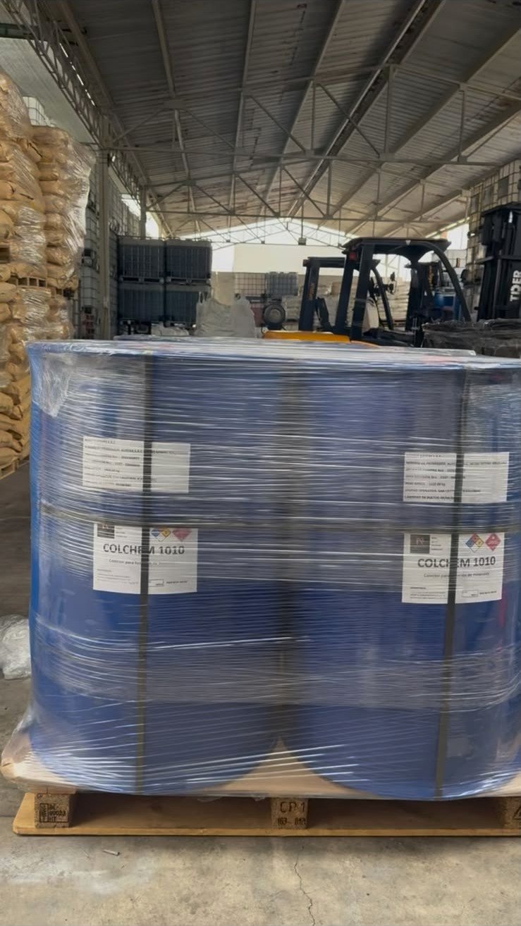 Paleta de reactivo lista para despacho en almacén Nitro Mining Solutions